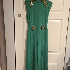 Elegant Green Dress with Gold Accents